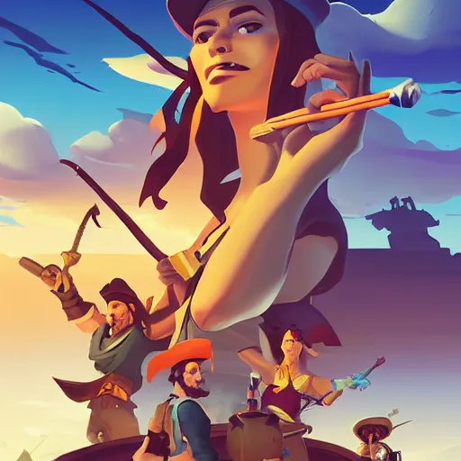 Image similar to painting treasure on sea of thieves game smooth median photoshop filter cutout vector, behance hd by jesper ejsing, by rhads, makoto shinkai and lois van baarle, ilya kuvshinov, rossdraws global illumination