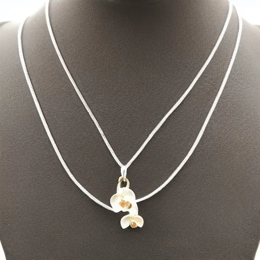 Prompt: silver necklace, realistic, orchid