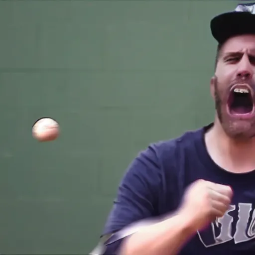 Prompt: an photo of angrily manager smash the computer using baseball bat, slowmotion cam