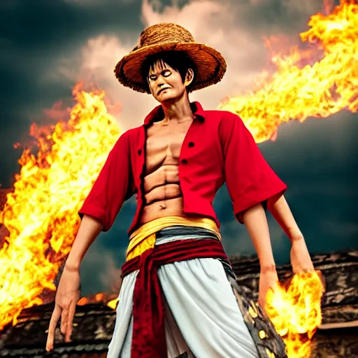 Image similar to luffy as dragon, cinematic