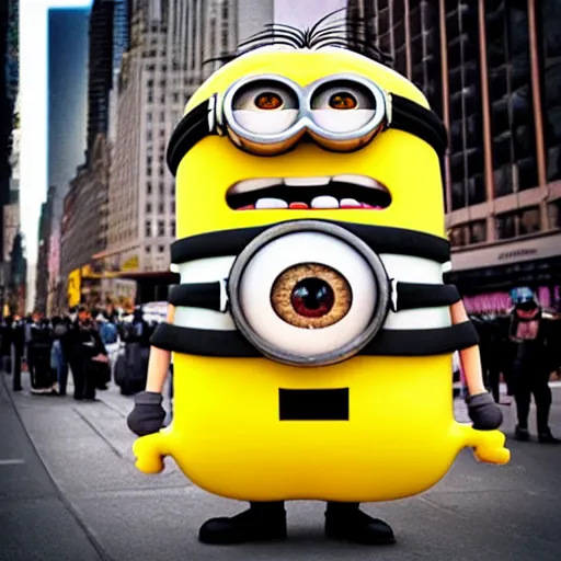 Image similar to 4 k instagram photo of a huge minion monster terrorizing new york city