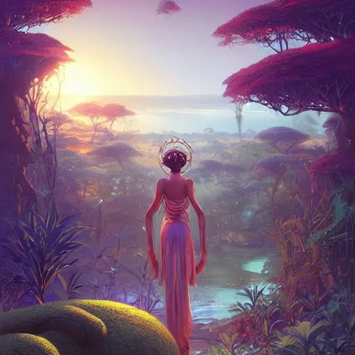 Image similar to an african marijuana!! goddess, by stephen bliss, unreal engine, fantasy art by greg rutkowski, loish, rhads, ferdinand knab, makoto shinkai and lois van baarle, ilya kuvshinov, rossdraws, tom bagshaw, moon light, radiant light, detailed and intricate environment