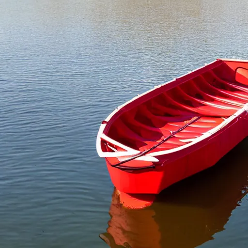 Prompt: a kissed out red floatboat
