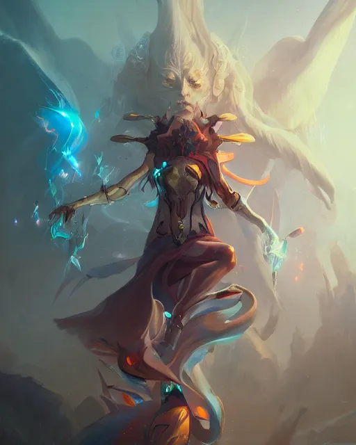 Prompt: action pose of a beautiful supernatural cybernetic emanation, concept art by pete mohrbacher and artgerm and wlop, digital art, highly detailed, intricate, fantasy, mystical, sharp focus, Trending on Artstation HQ, deviantart, unreal engine 5, 4K UHD image