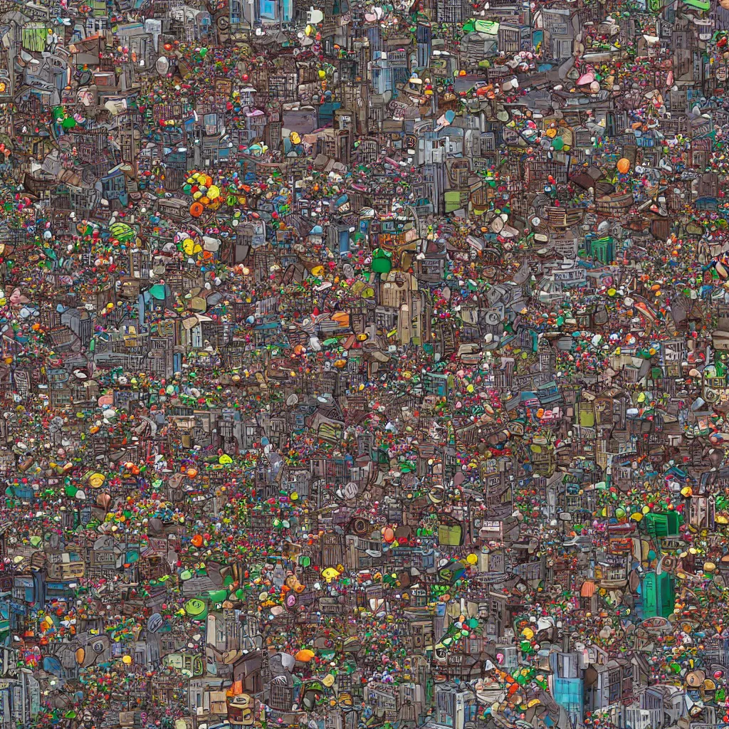 Image similar to big post apocalyptic city made of candy