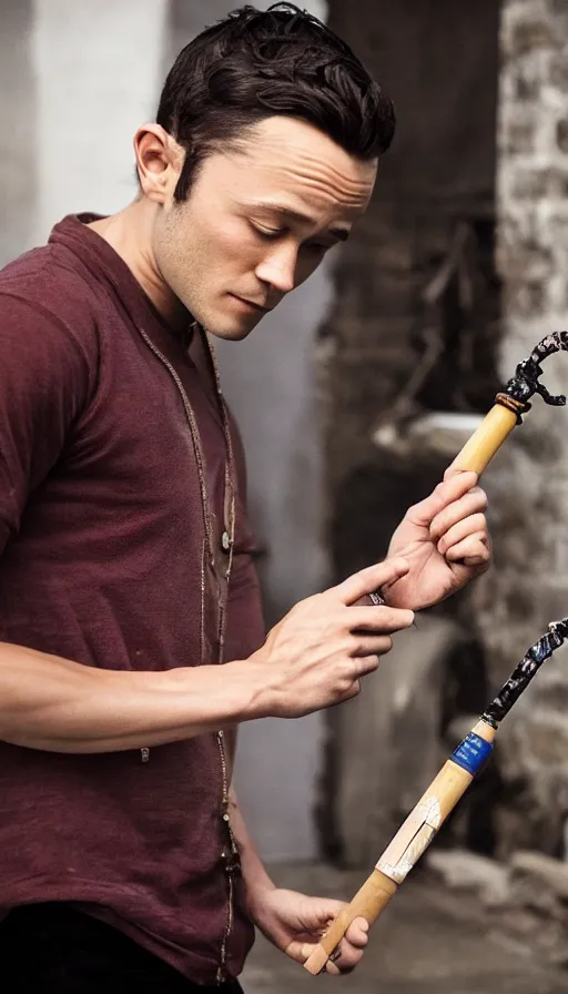 Image similar to joseph gordon levitt smoking waterpipe, insane, intricate, highly detailled, sharp focus 8k