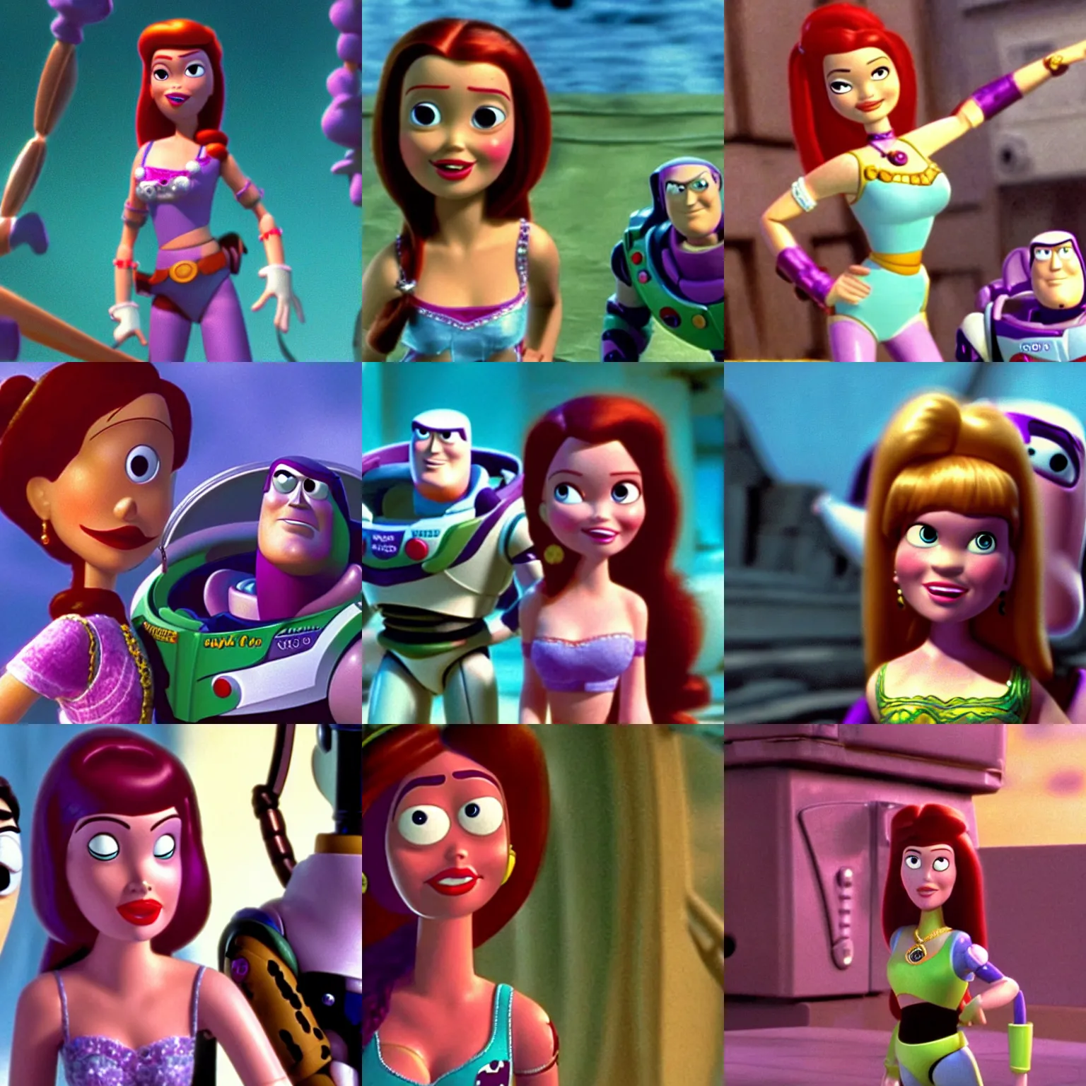 Prompt: a film still of leela with one eye on toy story ( 1 9 9 5 )