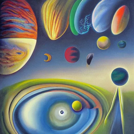 Prompt: Surrealist painting of the universes beginning