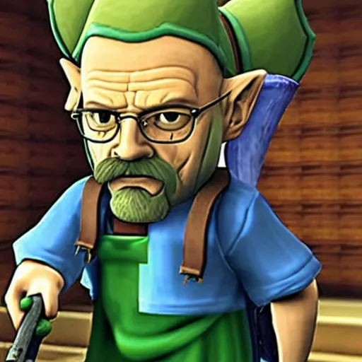 Image similar to walter white as a shop owner in the legend of zelda ocarina of time