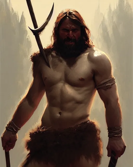 Image similar to a male barbarian | | realistic shaded, fine details, realistic shaded lighting poster by greg rutkowski, magali villeneuve, artgerm, jeremy lipkin and michael garmash and rob rey