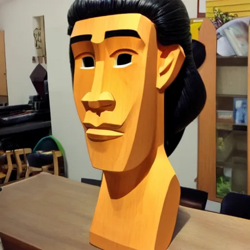 Image similar to anime schoolgirl easter island head