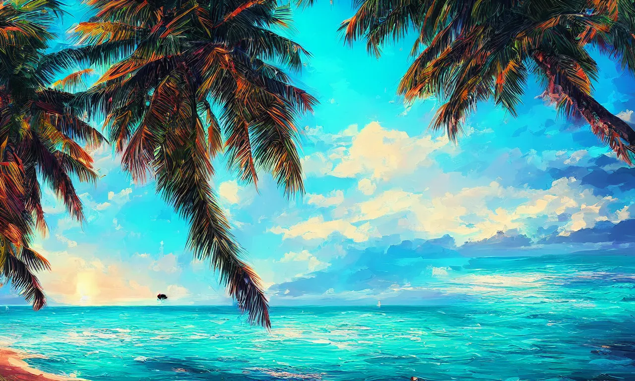 Image similar to paradise beach by alena aenami artworks in 4 k