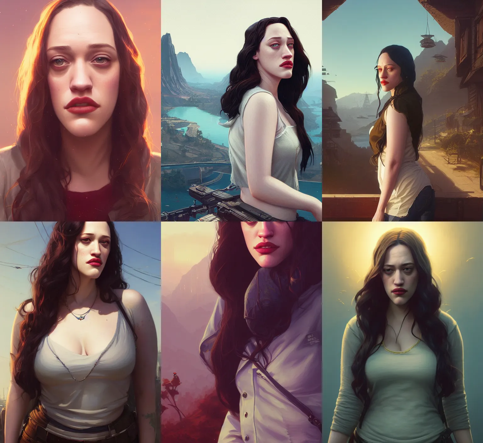 Prompt: highly detailed portrait of kat dennings in gta v, stephen bliss, unreal engine, fantasy art by greg rutkowski, loish, rhads, ferdinand knab, makoto shinkai and lois van baarle, ilya kuvshinov, rossdraws, tom bagshaw, global illumination, radiant light, detailed and intricate environment