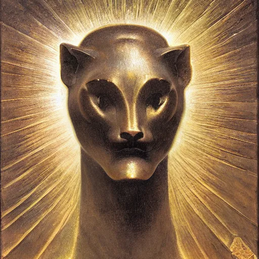 Image similar to masterpiece ancient bronze sculpture of a cat head, by annie swynnerton and diego rivera and nicholas roerich and jean delville and charlie bowater, symbolist, dramatic lighting, god rays, art brut, rich colors, smooth sharp focus, extremely detailed, adolf wolfli and ( donato giancola and bilibin )