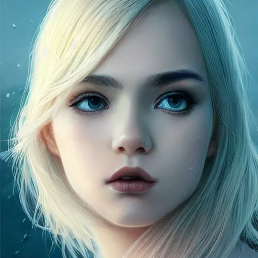 Image similar to very cool girl blonde hair black back, mint higlights, strong eyelashes, cute nose and lips makeup, nose piercing, detailed portrait, intricate complexity, by greg rutkowski, artgerm, ross tran, conrad roset, takato yomamoto, ilya kuvshinov. 4 k, beautiful, cinematic dramatic atmosphere