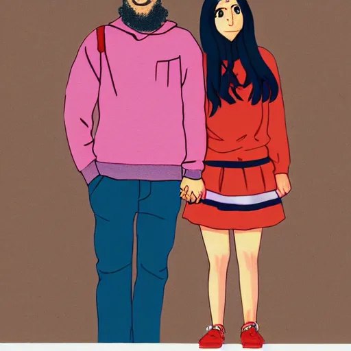 Prompt: hila klein holding hands with ethan klein, anime style, digital art, cute, teddy fresh