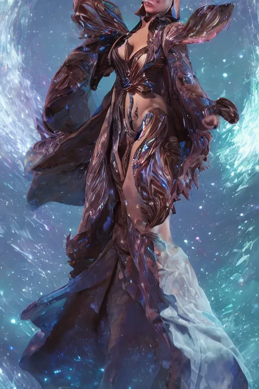 Image similar to portrait of the dome diceling dancer wearing galaxy hall cape and magical druid staff by artgerm and Craig Mullins, James Jean, Andrey Ryabovichev, Mark Simonetti and Peter Morbacher 16k