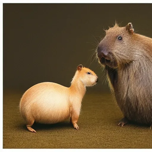 Image similar to Annie Leibovitz photograph of a hybrid between a capybara and a mushroom