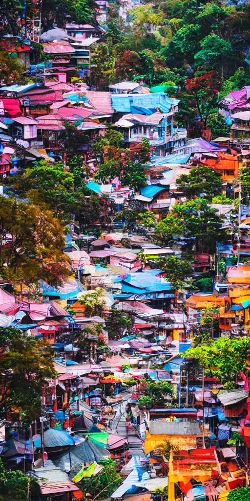 Prompt: Beautiful old city of Baguio City, Philippines, magical summer, trending on artstation, 50mm, by Noah Bradley