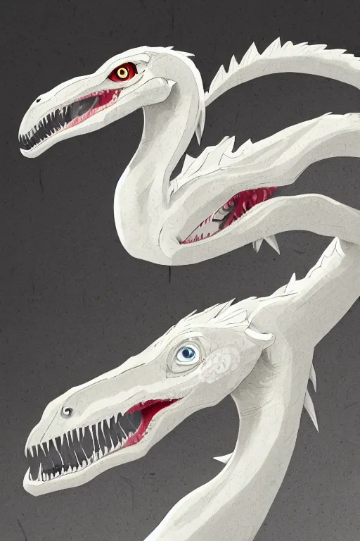 Prompt: an albino velociraptor, highly detailed, digital art, sharp focus, trending on art station, anime art style