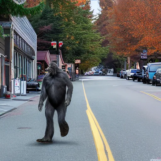 Image similar to bigfoot walking down the street in downtown Bremerton Washington