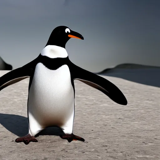 Prompt: penguin scream, scared, CGI