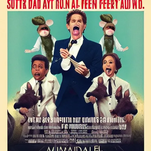 Image similar to movie poster of rats, a musical about singing rats, starring willem dafoe