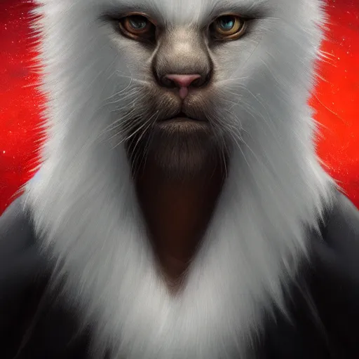 Image similar to portrait of a white panter with a very long fur and wizard hat, fantasy, trending on artstation, heroic pose, illustration, highly detailed, simple, 8k