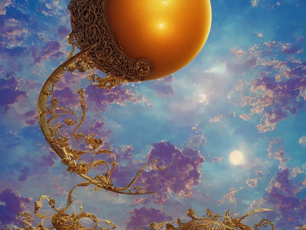 Image similar to 3 d render, sunlight study, the universe is a spheroid region 7 0 5 meters in diameter, art nouveau, by hans zatzka and ( ( ( ( ( lisa frank ) ) ) ) ), 8 k, sharp focus, octane render