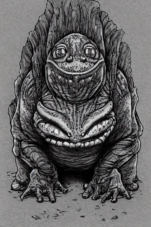 Image similar to toad goblin, symmetrical, highly detailed, digital art, sharp focus, trending on art station, kentaro miura manga art style