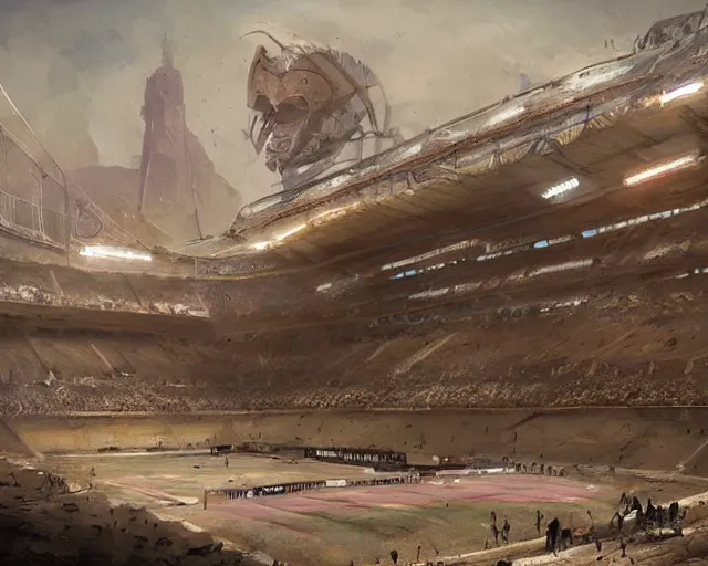 Image similar to an olimpic soccer stadium in the style of ancient egypt, art by greg rutkowski and artgerma, stunning concept art, interior design architecture