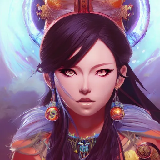 Image similar to anime portrait of a goddess as a shaman yedi using dark force to eliminate trump as an anime antagonist by Stanley Artgerm Lau, WLOP, Rossdraws, James Jean, Andrei Riabovitchev, Marc Simonetti, and Sakimichan, trending on artstation