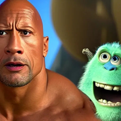 Image similar to dwayne johnson in monsters inc