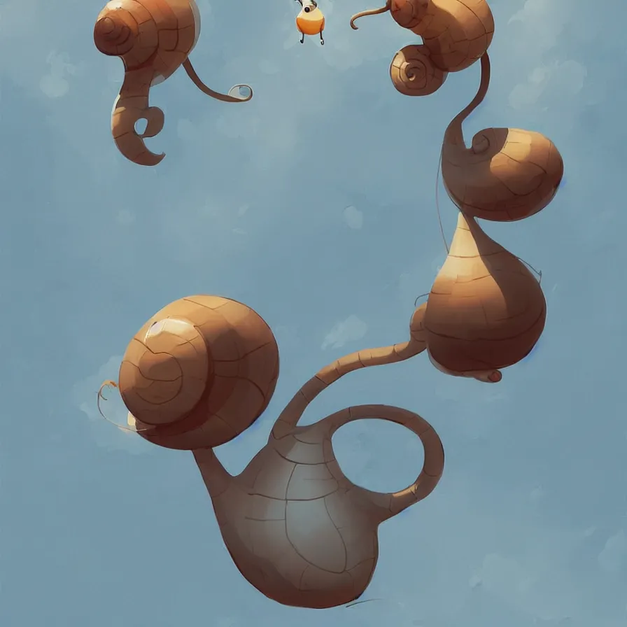 Prompt: A snail looking up to the sky to climb a large flow of the, art by Goro Fujita, ilustration, concept art, sharp focus, ArtStation and deviantart