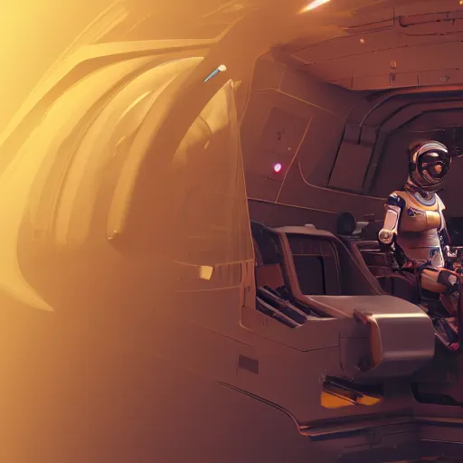 Prompt: mechanical space pilot wired into her cockpit, artstation render 0.0000001