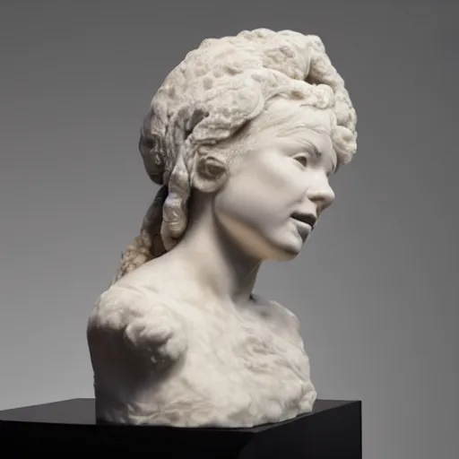 Prompt: lifelike, detailed marble bust of bjork's face, artifact from ancient greece