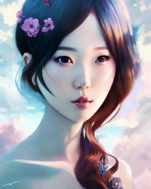 Image similar to a pin up and beautiful fashion charming dreamlike korean girl with low cut dress, character art, art by artgerm lau and kyoung hwan kim and and ilya kuvshinov and john singer sargent, hyperdetailed, 8 k realistic, symmetrical, frostbite 3 engine, cryengine, dof, trending on pixiv, digital art