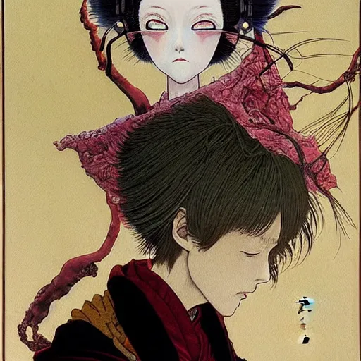 Prompt: prompt : portrait of fantasy character painted in miyazaki color style drawn by katsuhiro otomo and takato yamamoto, inspired by fables, china doll face, smooth face feature, intricate oil painting, high detail, sharp high detail, manga and anime 2 0 0 0