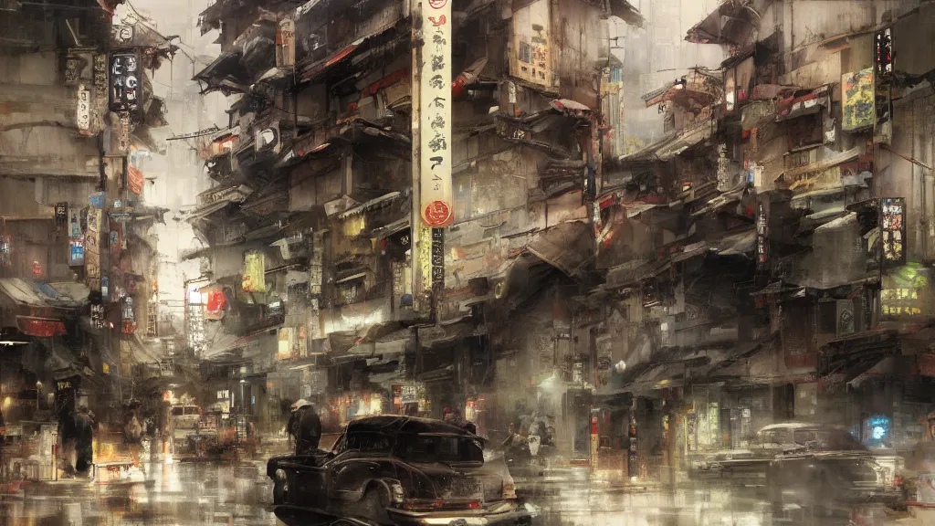 Image similar to tokyo ghetto by ruan jia, landscape