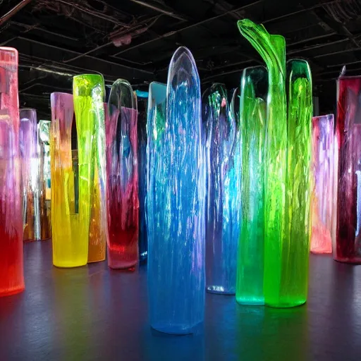 Prompt: the interior of a blown glass art installation