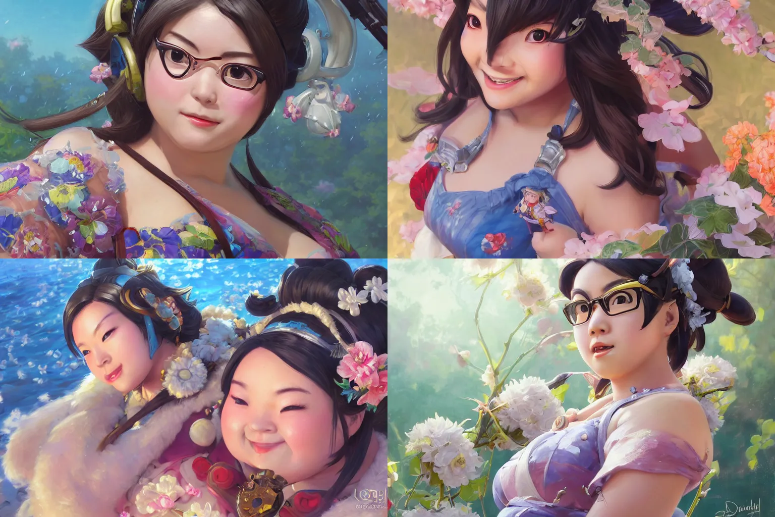 Prompt: a highly detailed beautiful portrait of mei from overwatch wearing a summer dress, with a happy expression, chubby, highly detailed, 2d game fanart behance hd by donato giancola, by loish, frank frazetta and jeff easley, pino daeni, rossdraws global illumination, cinematic , hyper-realistic, depth of field, coherent, high definition, 8k resolution octane renderer, artstation