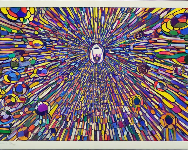 Image similar to The fundamental structure of matter. DMT. Wild energy patterns. Edvard Munch. David Hockney. Takashi Murakami. Minimalist.