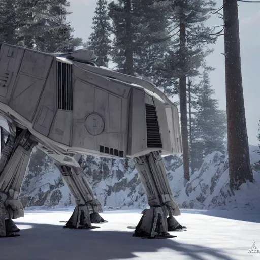 Image similar to a hyperrealistic octane render of a star wars at - at by auguste rodin, unreal engine, 8 k, dramatic lighting, volumetric lighting, hyper detailed, photorealistic