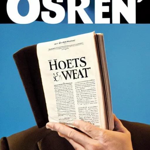 Prompt: Toilet paper coming out of a book with Joel Osteen on the cover