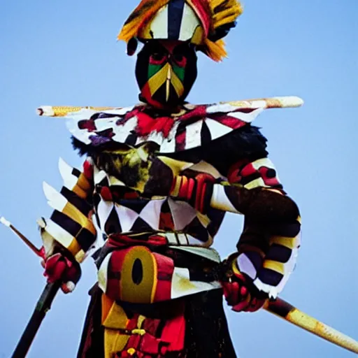 Prompt: photo of a harlequin warrior