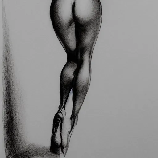 Prompt: black and white line drawing of a buttocks, callipygian, radiant skin, sketch art, reference art, from behind, fit body, arched back, grayscale, Louis Royo