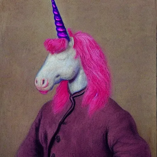 Image similar to pink fluffy unicorn by van gough