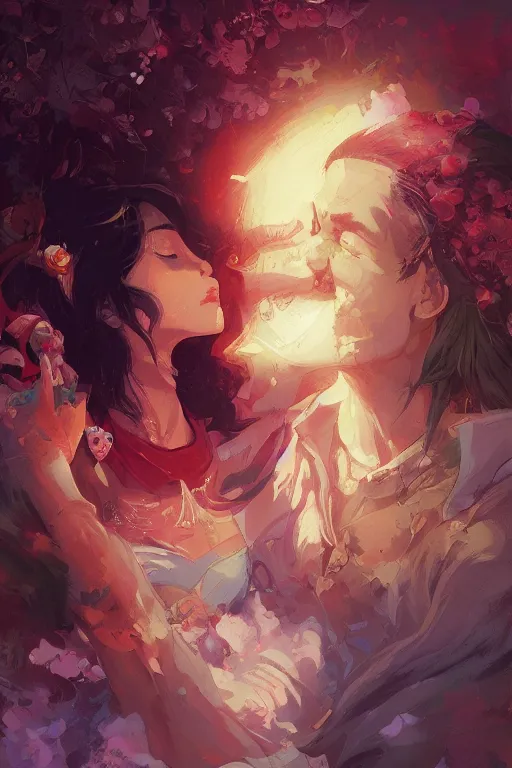 Image similar to the emotion of love, tooth wu, dan mumford, beeple, wlop, rossdraws, james jean, marc simonetti, artstation giuseppe dangelico pino and michael garmash and rob rey and greg manchess and huang guangjian and makoto shinkai