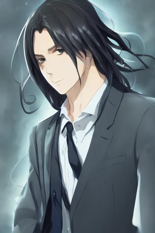 Lexica - Anime character, male, hair black with short dreads, full body  reference, office background