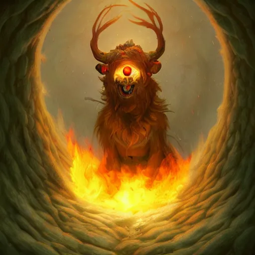 Prompt: anthropomorphic druidic dog in a vortex of flame, 8k resolution matte fantasy painting, cinematic lighting, DeviantArt Artstation, Jason Felix Steve Argyle Tyler Jacobson Peter Mohrbacher